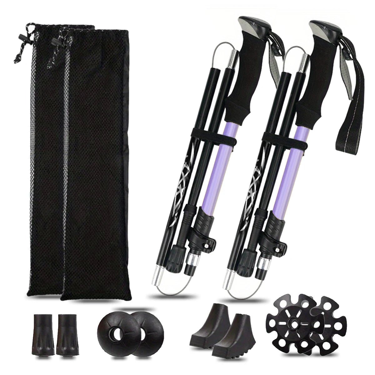 Aluminum 5 Section Folding Trekking Pole For Hiking And Mountaineering