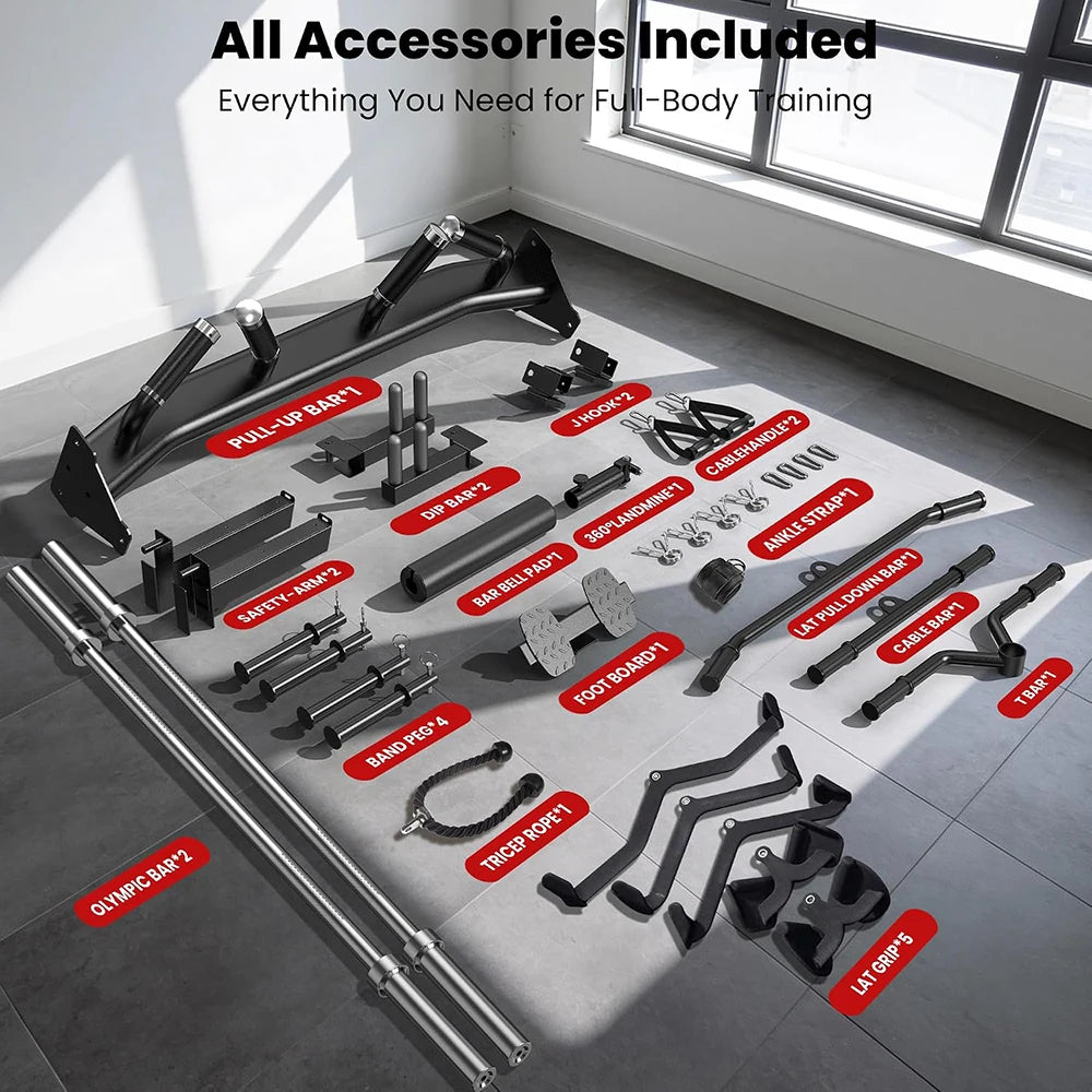 Pooboo Power Cage Smith Machine Home Gym Exercise System