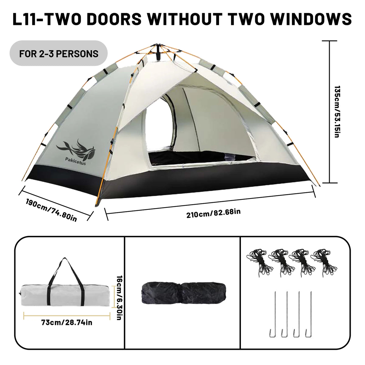 Pakicetus Automatic Pop Up Camping Tent Quick Setup Portable Shelter