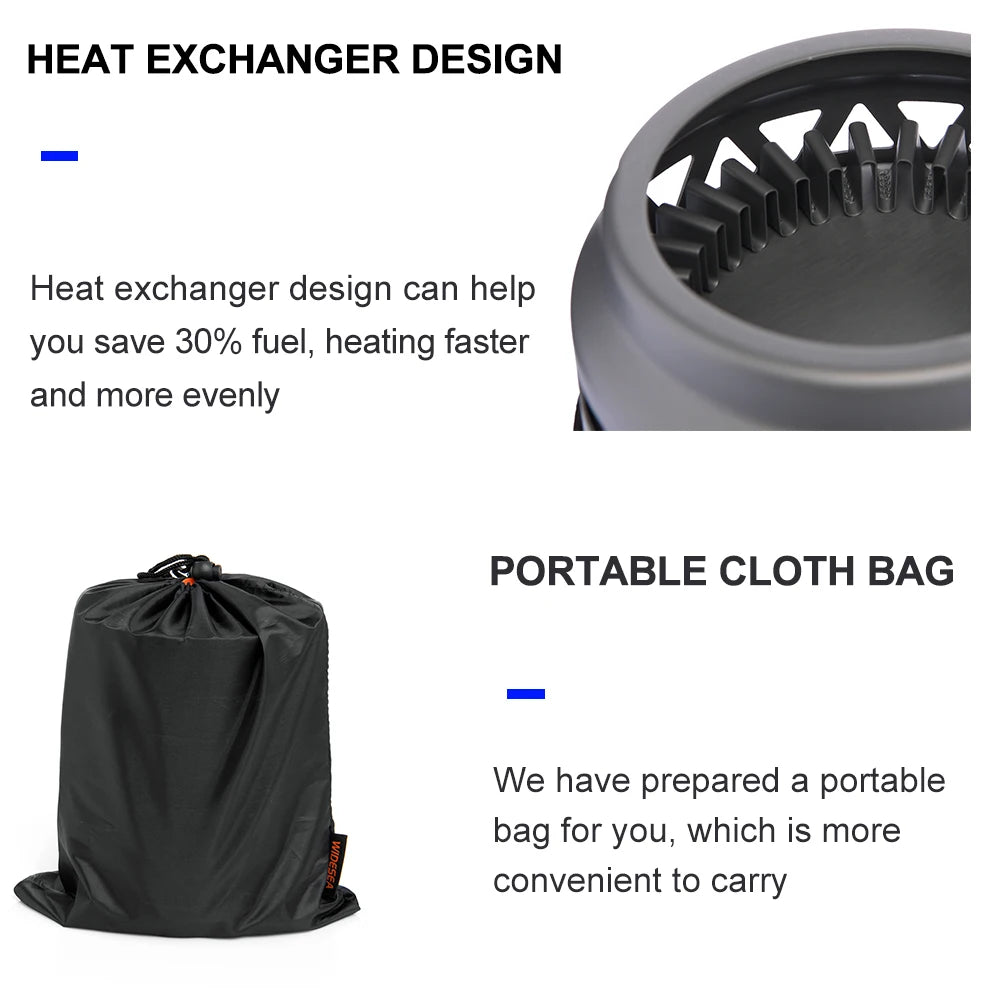 Widesea Outdoor Camping Cooking System Heat Exchanger Gas Stove Set
