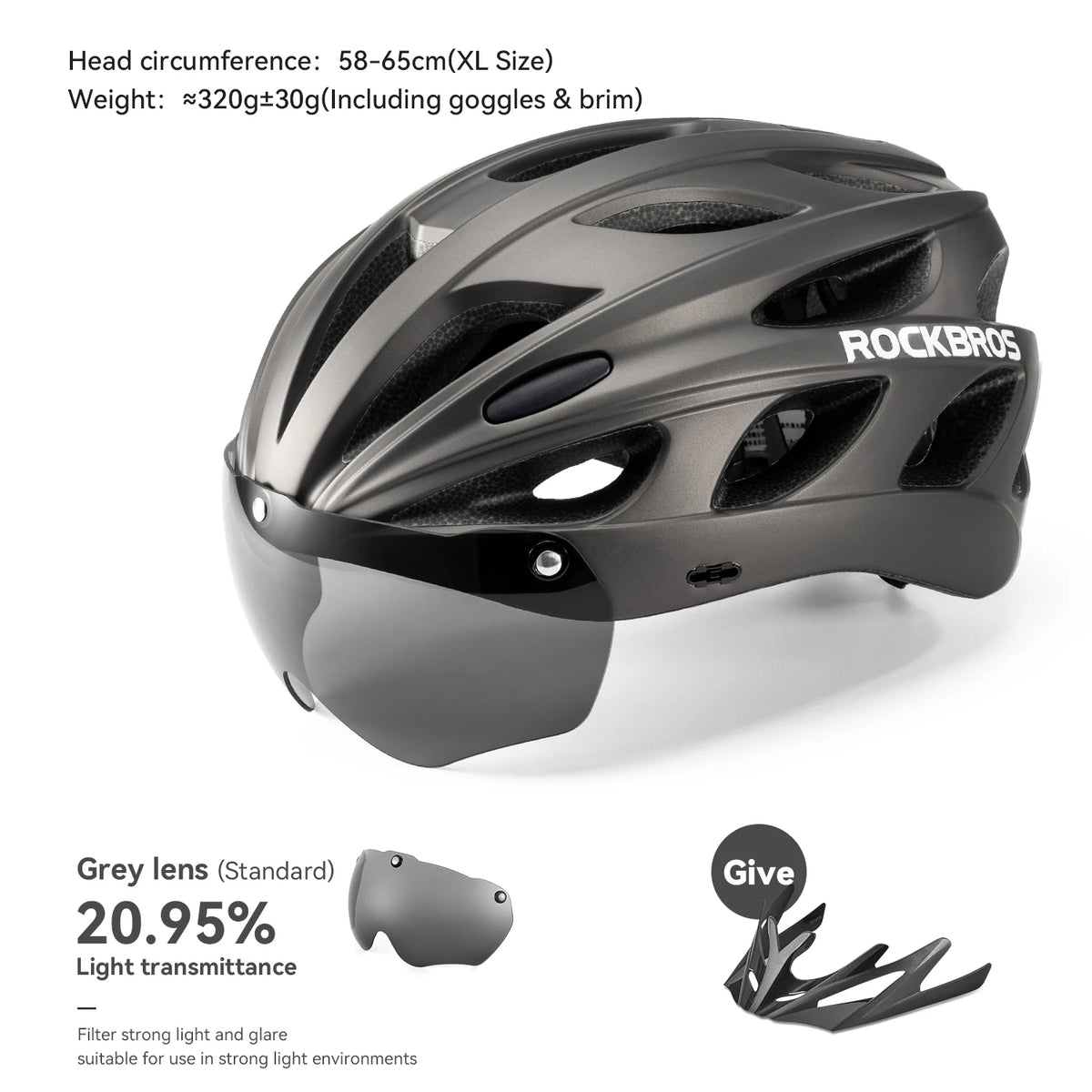 ROCKBROS Integrated Cycling Helmet With Goggles For MTB Road Bike