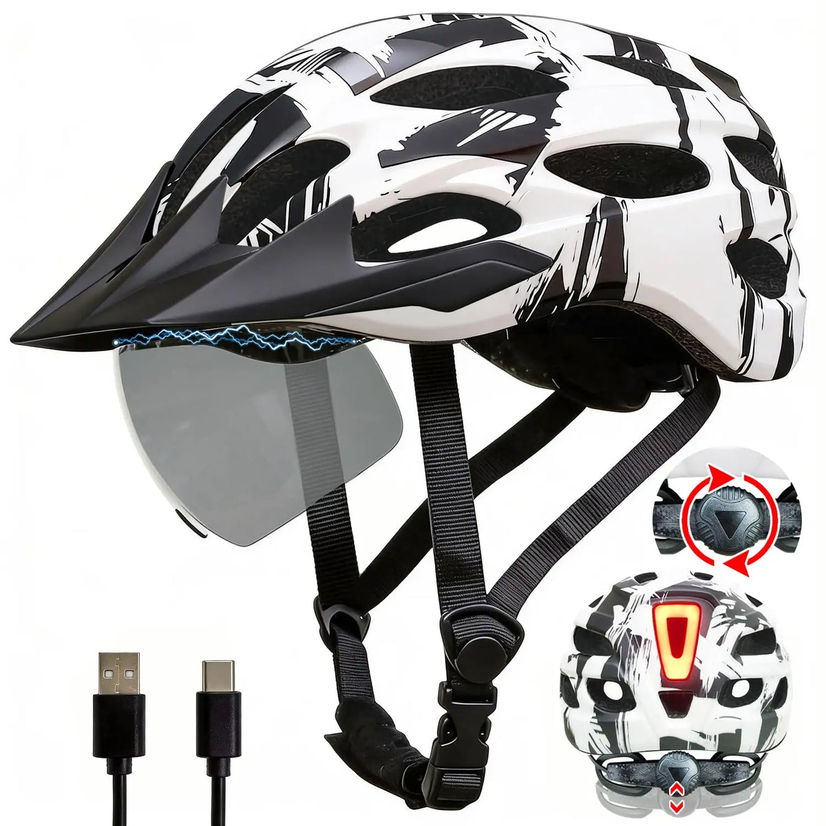 HOMEDISIAC Adult Bike Helmet With Rear Light For Men Women
