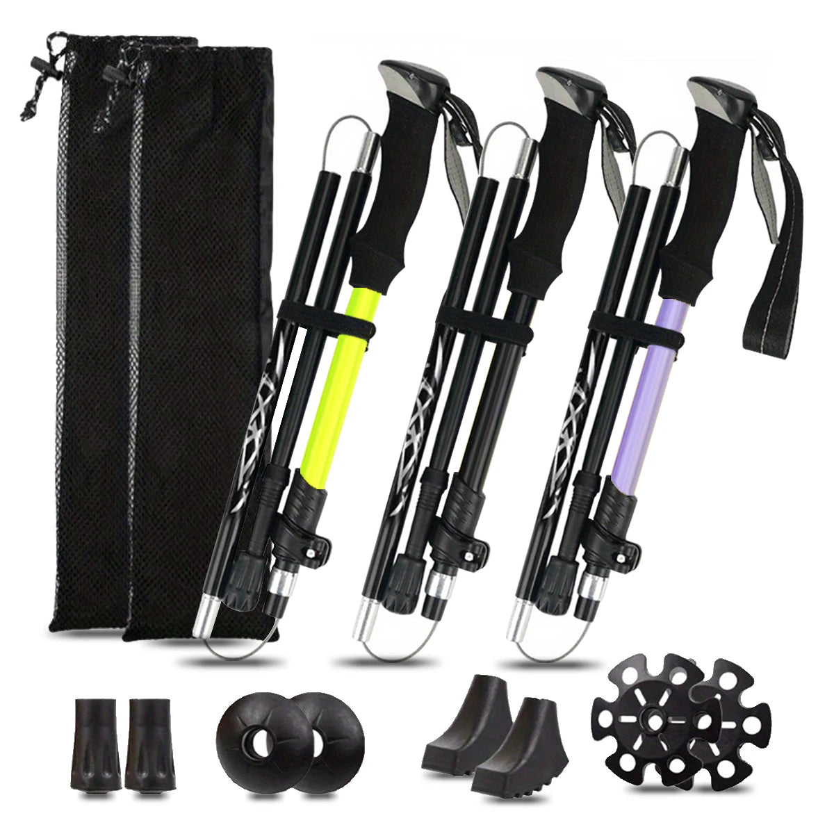 Aluminum 5 Section Folding Trekking Pole For Hiking And Mountaineering