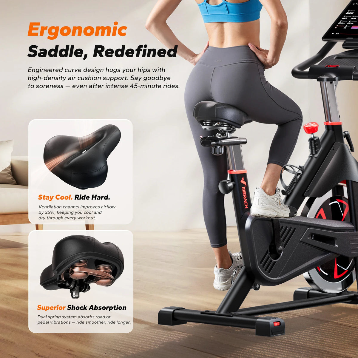 Merach Indoor Cycling Exercise Bike Featuring Magnetic Resistance And Seat
