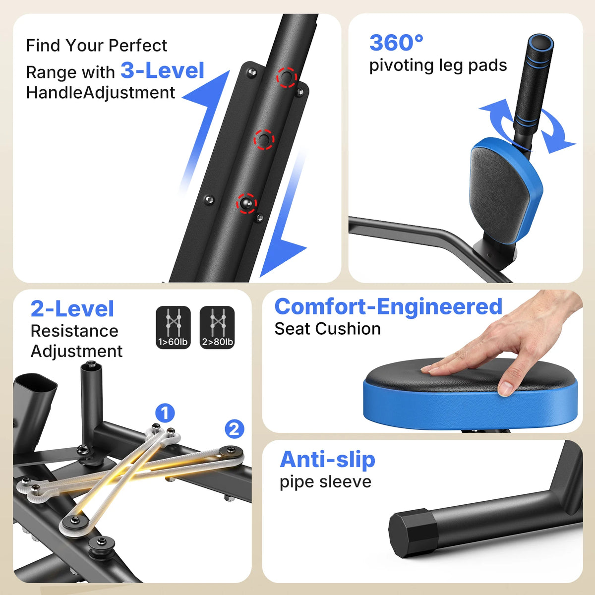 Merach Hip Abductor Machine With Adjustable Resistance Bands
