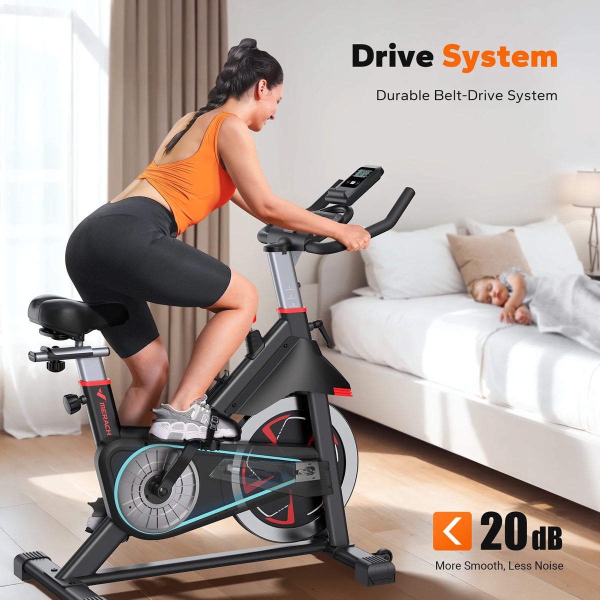 Merach Indoor Cycling Exercise Bike Featuring Magnetic Resistance And Seat