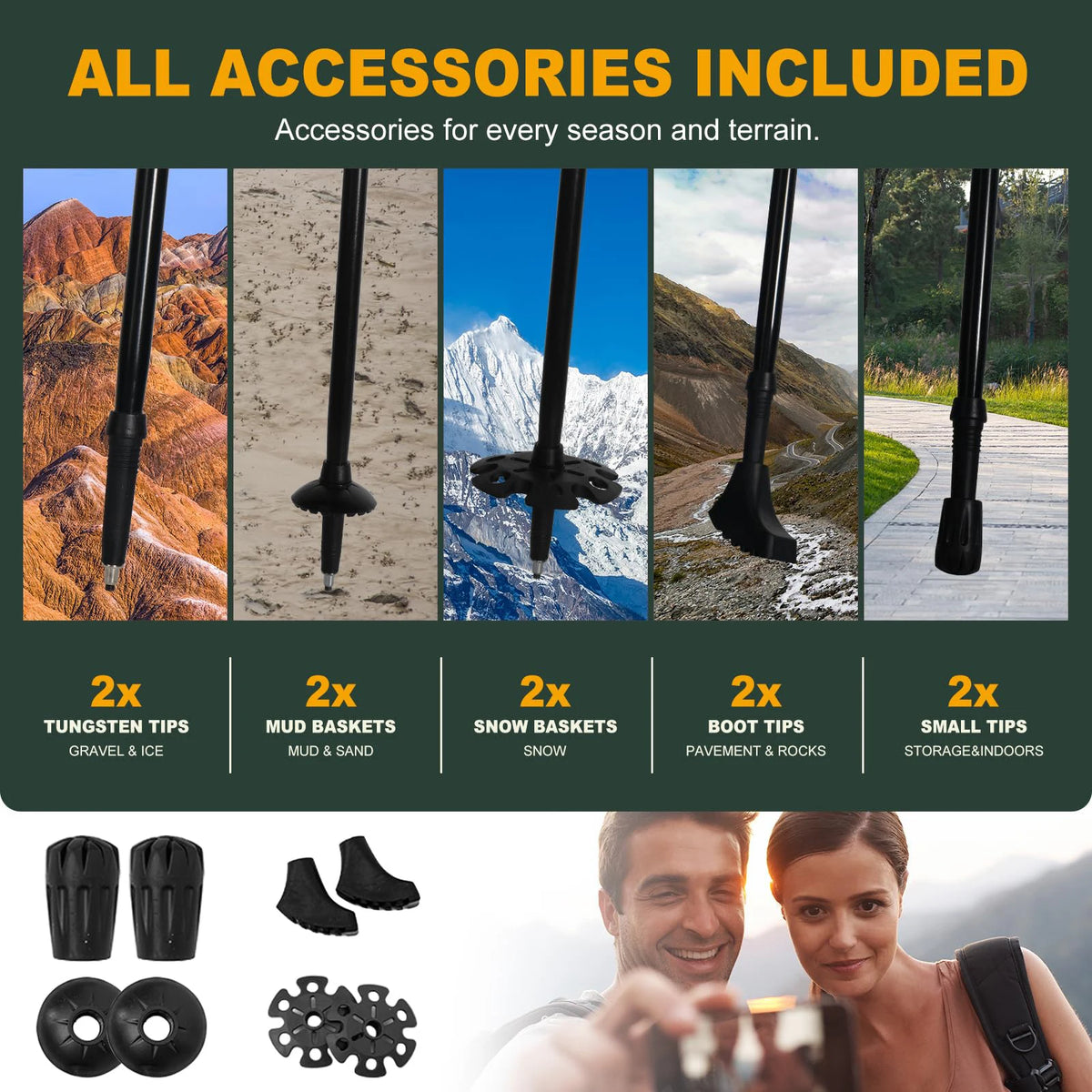 Aluminum 5 Section Folding Trekking Pole For Hiking And Mountaineering