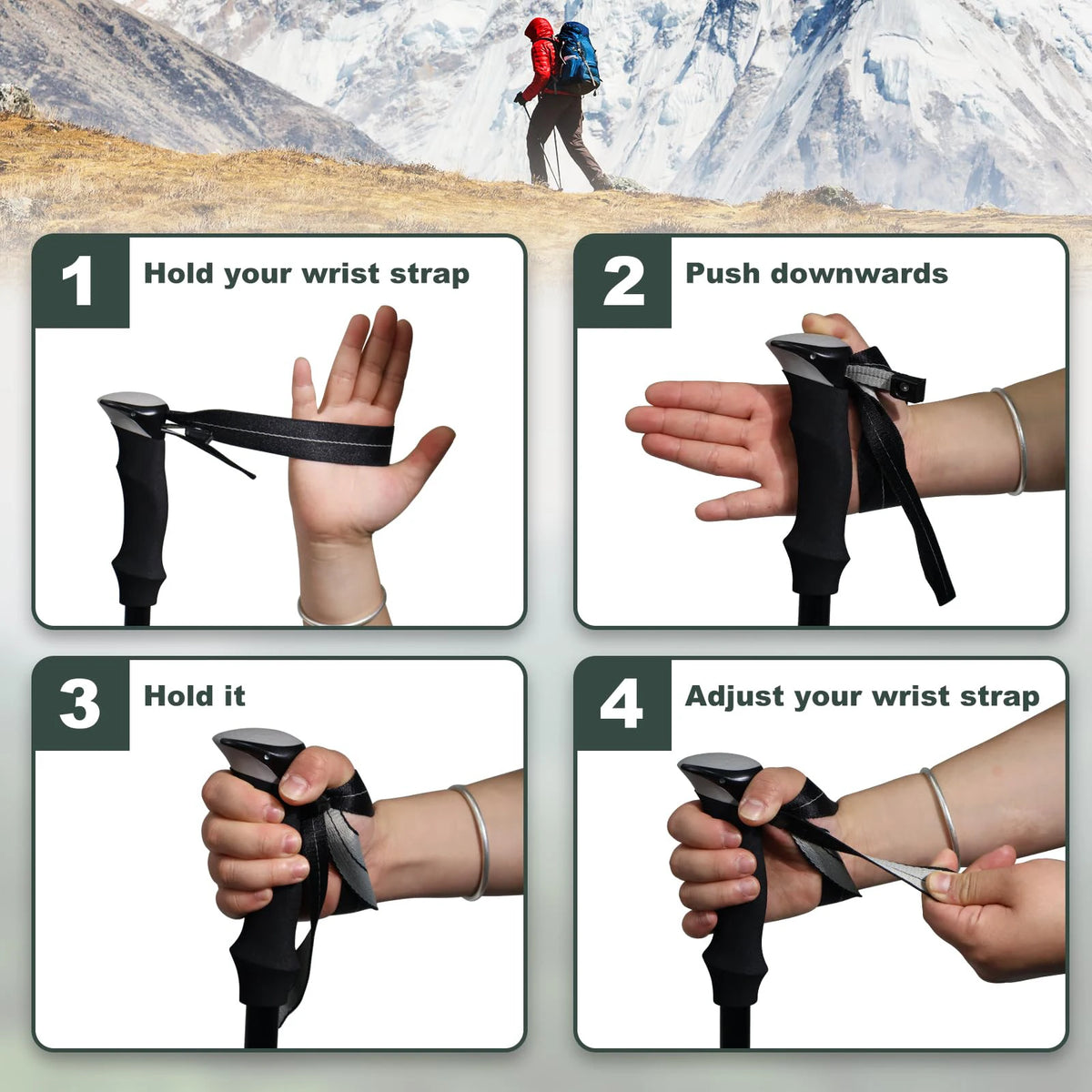 Aluminum 5 Section Folding Trekking Pole For Hiking And Mountaineering