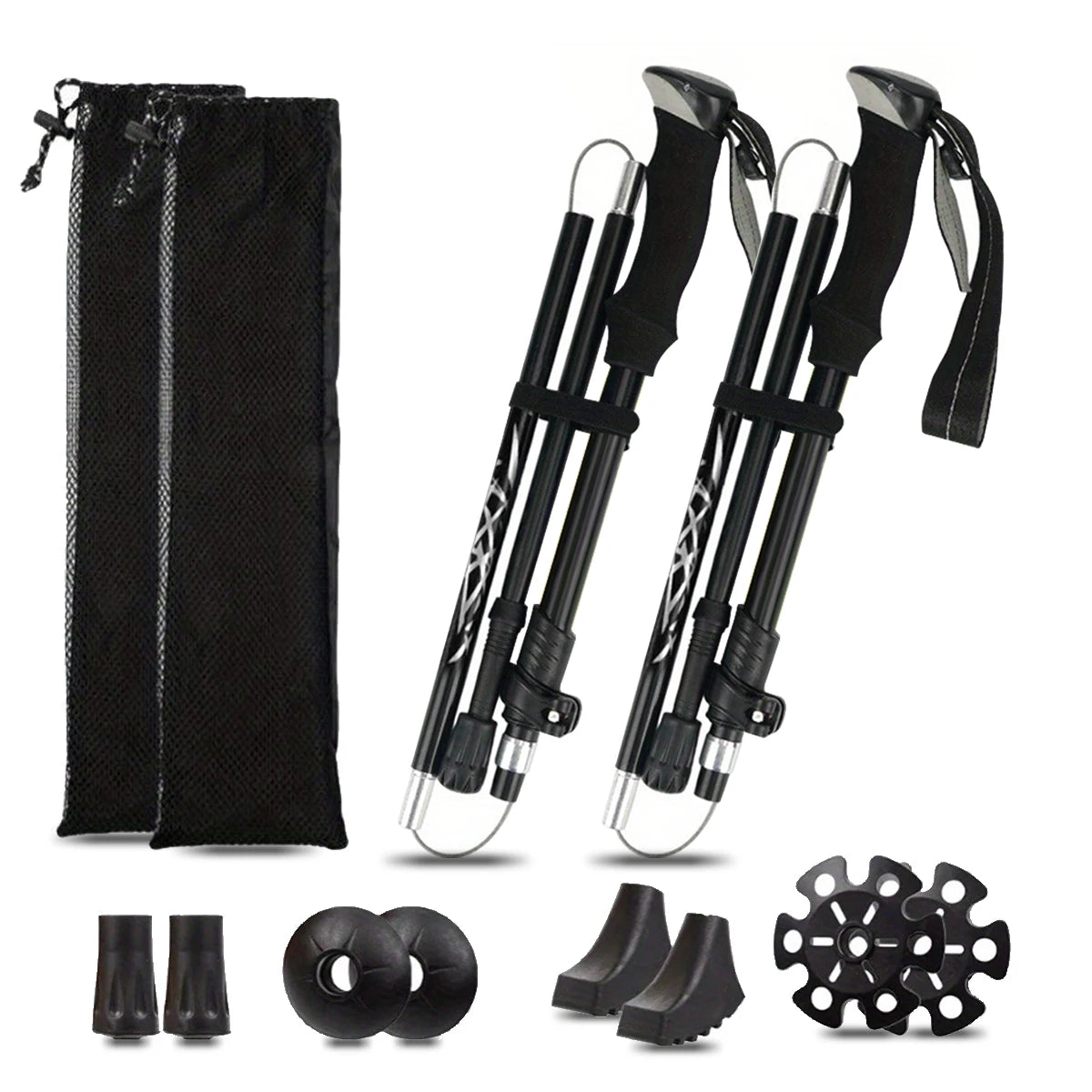 Aluminum 5 Section Folding Trekking Pole For Hiking And Mountaineering