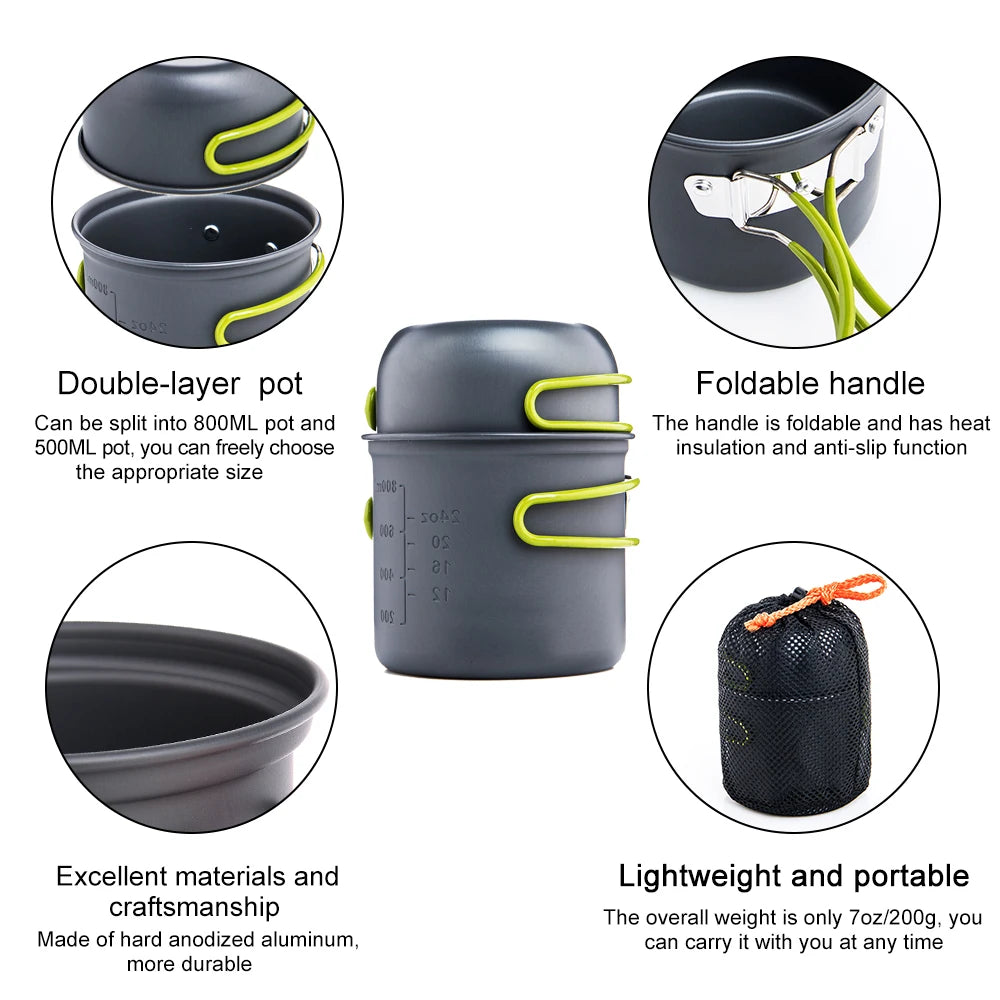 Widesea Foldable Aluminum Camping Cooking Pot And Utensils