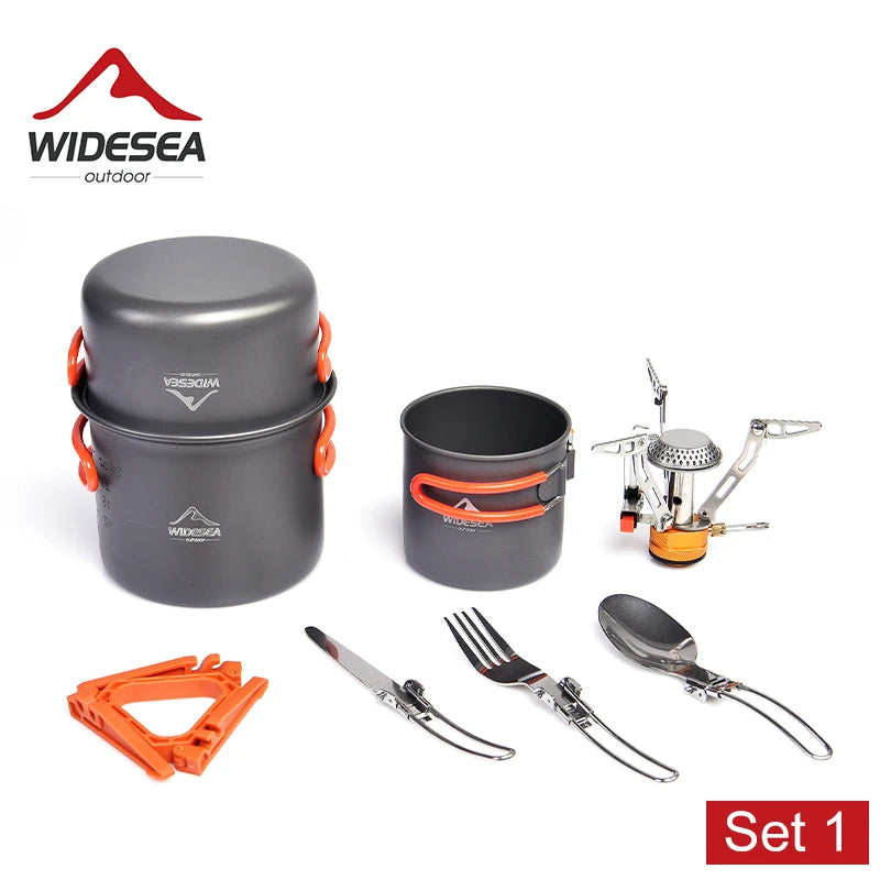 Widesea Portable Aluminum Camping Cookware Set With Utensils