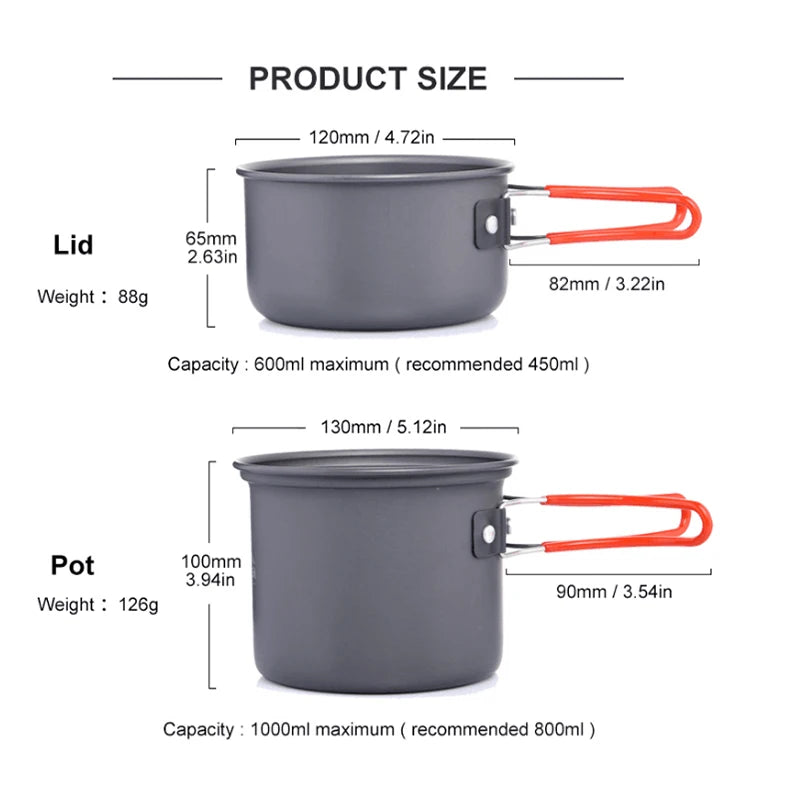 Widesea Foldable Aluminum Camping Cooking Pot And Utensils