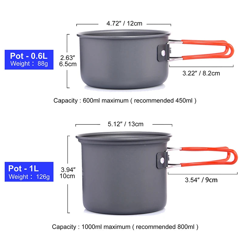 Widesea Portable Aluminum Camping Cookware Set With Utensils