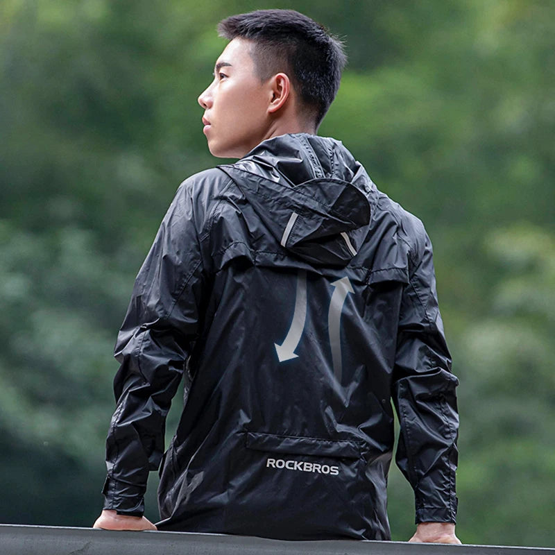 Rockbros Men Cycling Waterproof Windbreaker With Reflective Hood