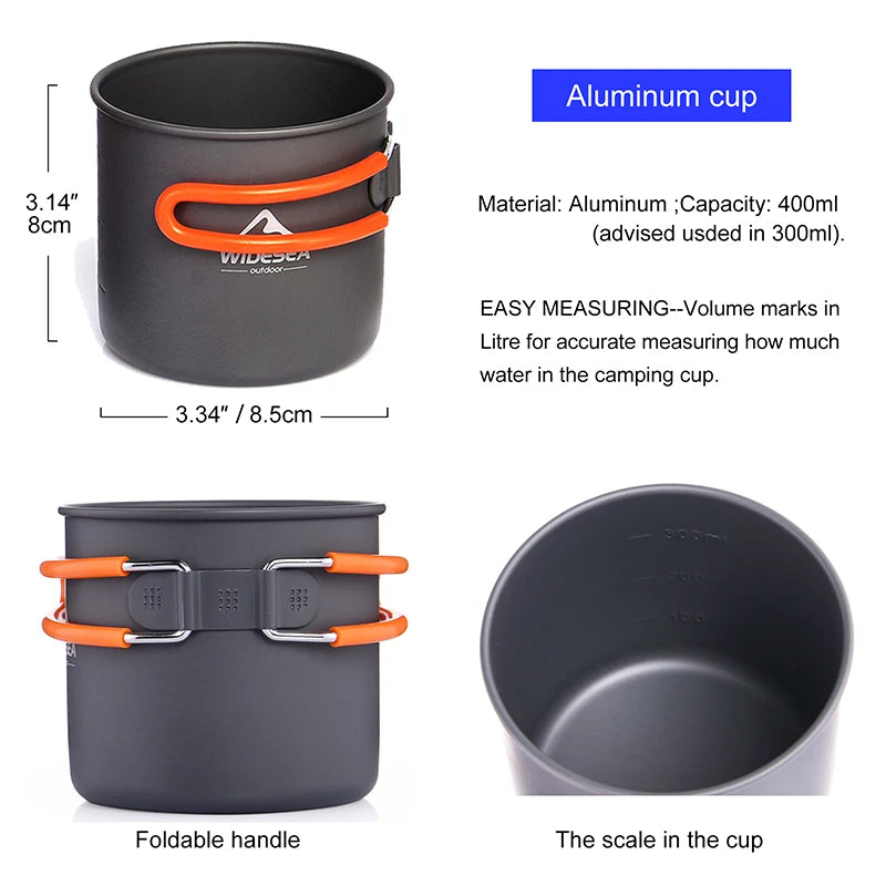 Widesea Portable Aluminum Camping Cookware Set With Utensils