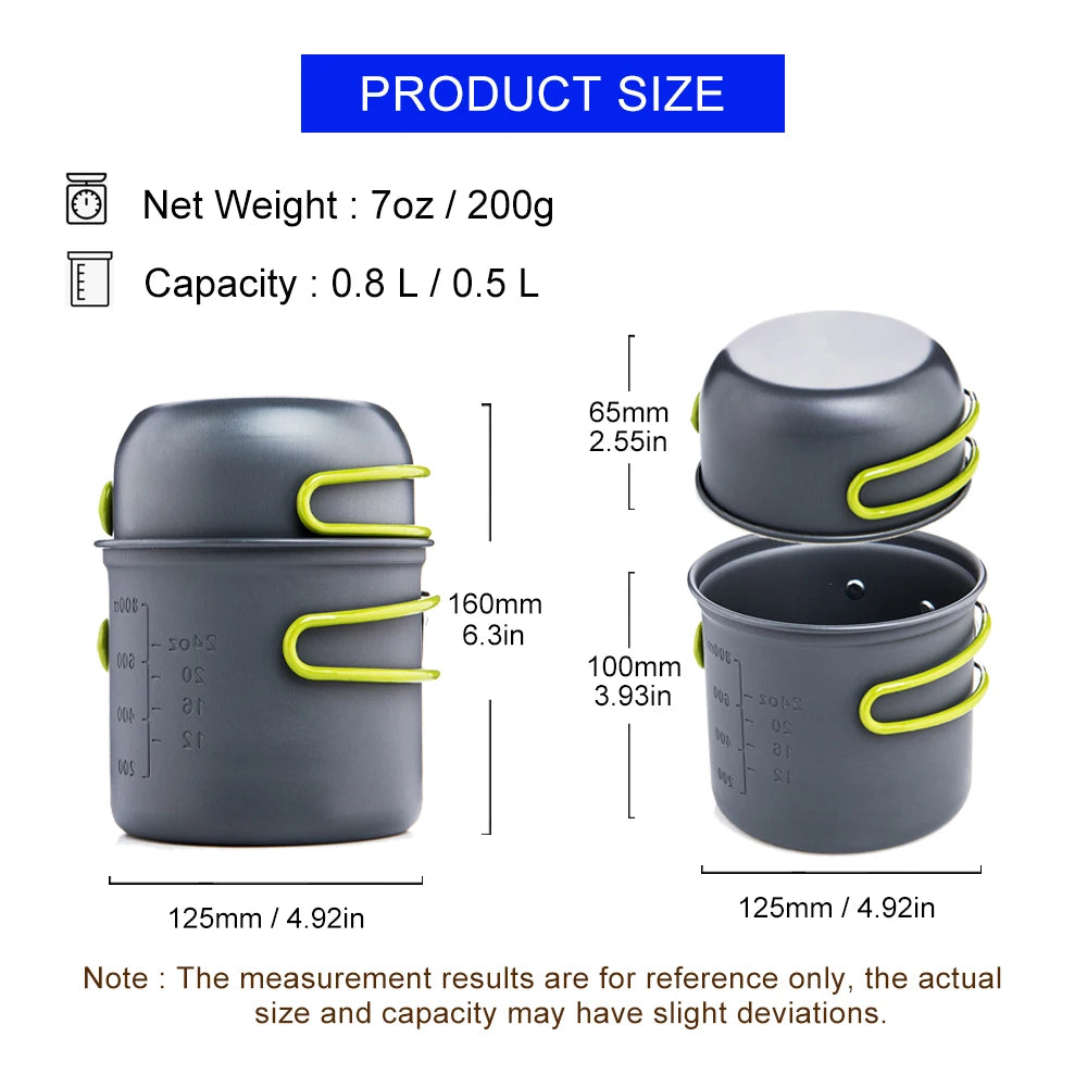 Widesea Foldable Aluminum Camping Cooking Pot And Utensils
