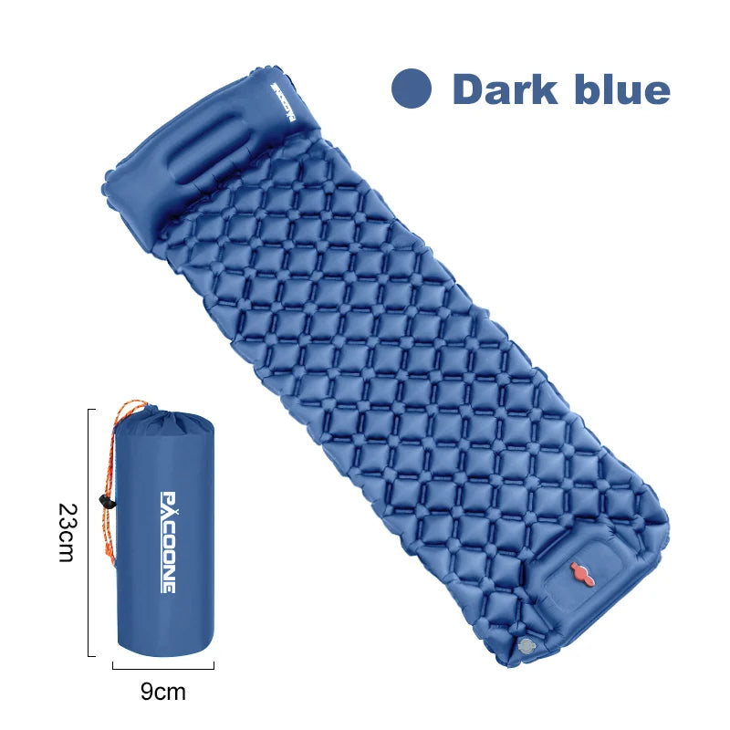 Pacoone Ultralight Camping Inflatable Mattress With Built In Pump
