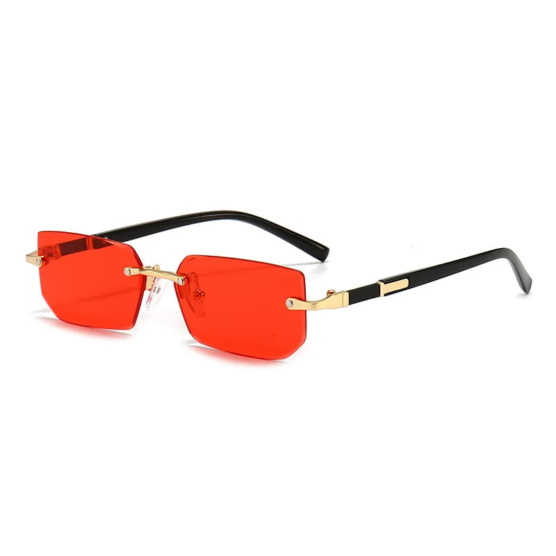 Rmm Rimless Rectangle Plastic Fashion Sunglasses For Women
