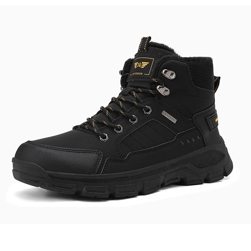 Men High Top Hiking Boots Lace Up Outdoor Trekking Shoes