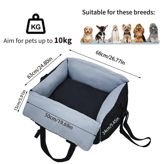 Borwart Portable Dog Car Booster Seat With Safety Belt Cover