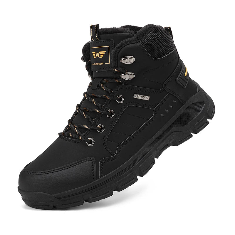 Men High Top Hiking Boots Lace Up Outdoor Trekking Shoes