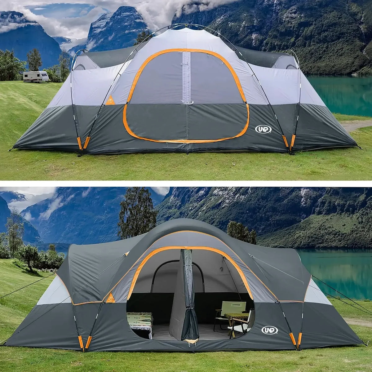 UNP Family Camping Tent With Two Rooms And Privacy Divider