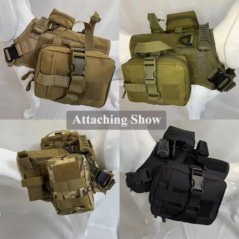 Nylon Dog Tactical Molle Pouch Set With Harness Attachment Kit
