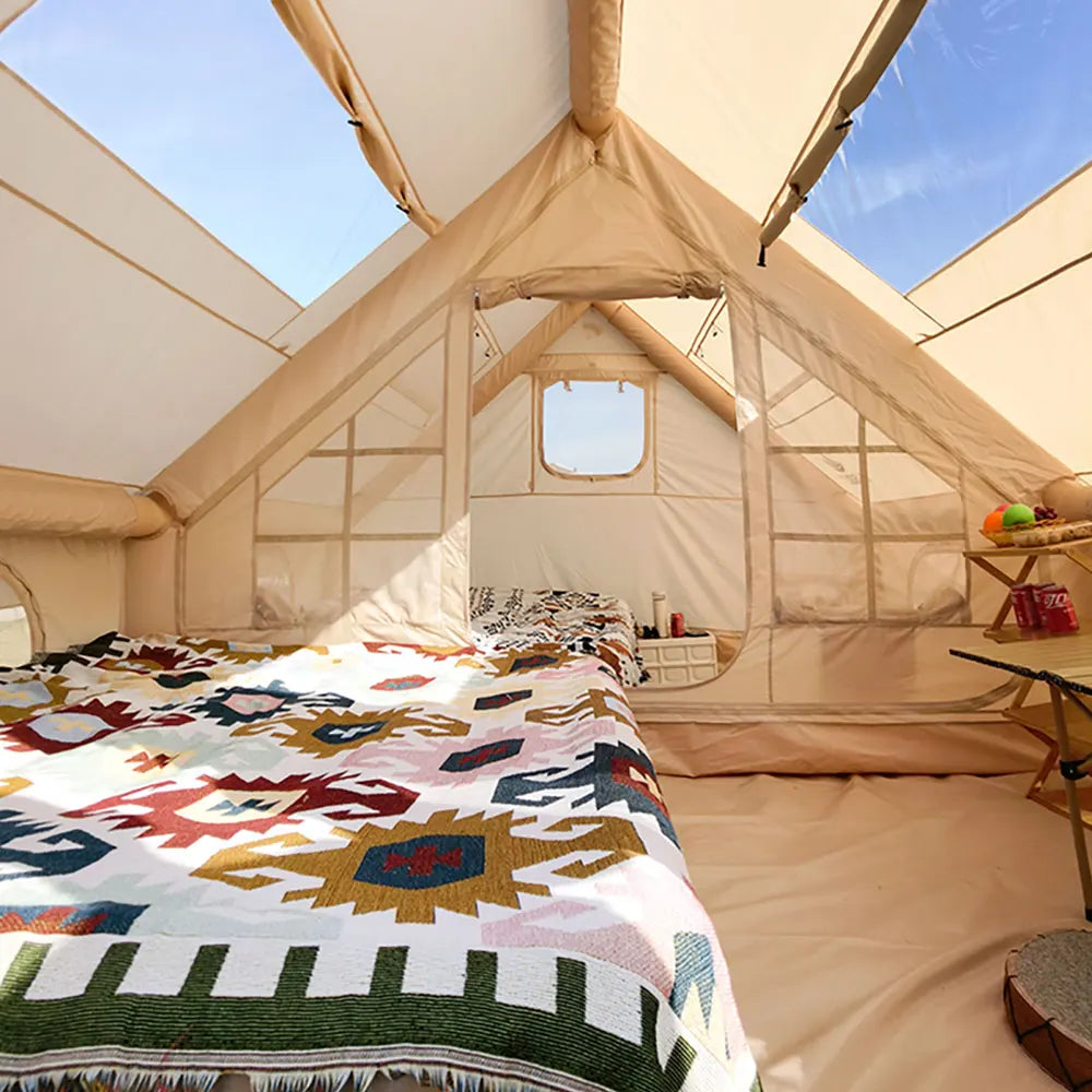 Family Inflatable Camping Tent With Pvc Skylight And Waterproof Design