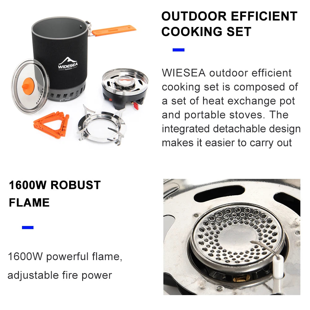 Widesea Outdoor Camping Cooking System Heat Exchanger Gas Stove Set