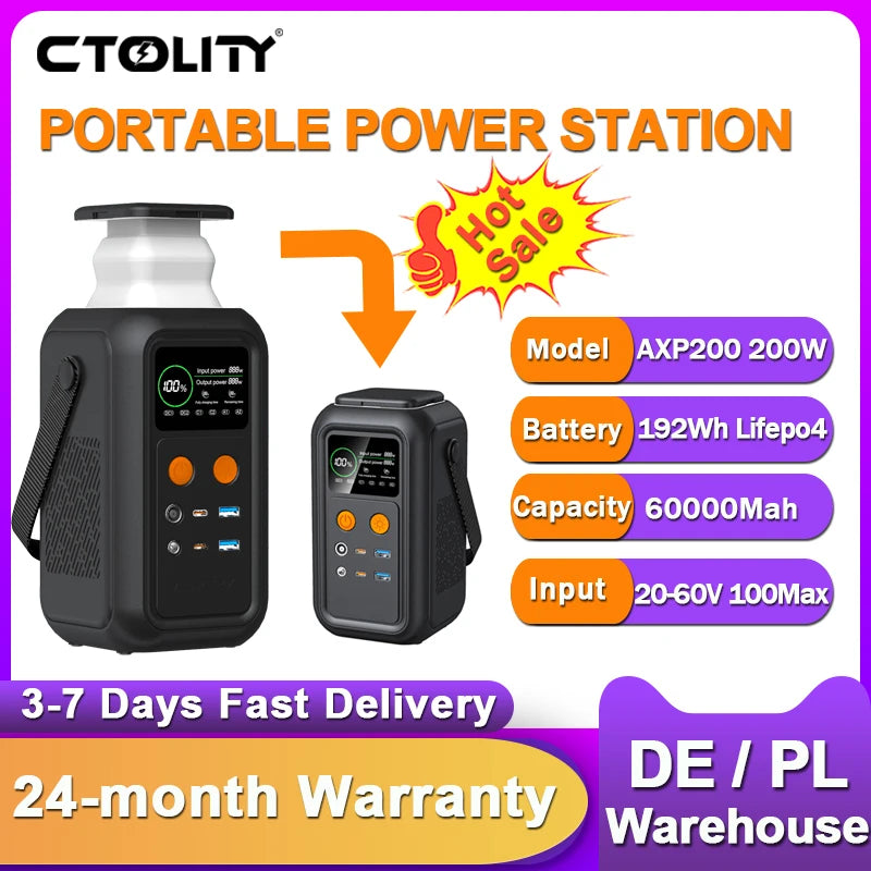 CtoliTY 200W Power Station 192Wh Lifepo4 Portable Power Bank