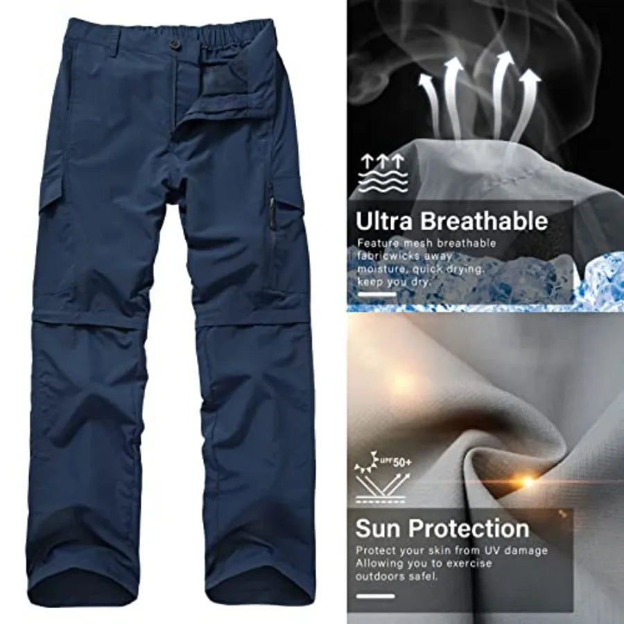 Men Quick Dry Lightweight Convertible Hiking Fishing Trousers