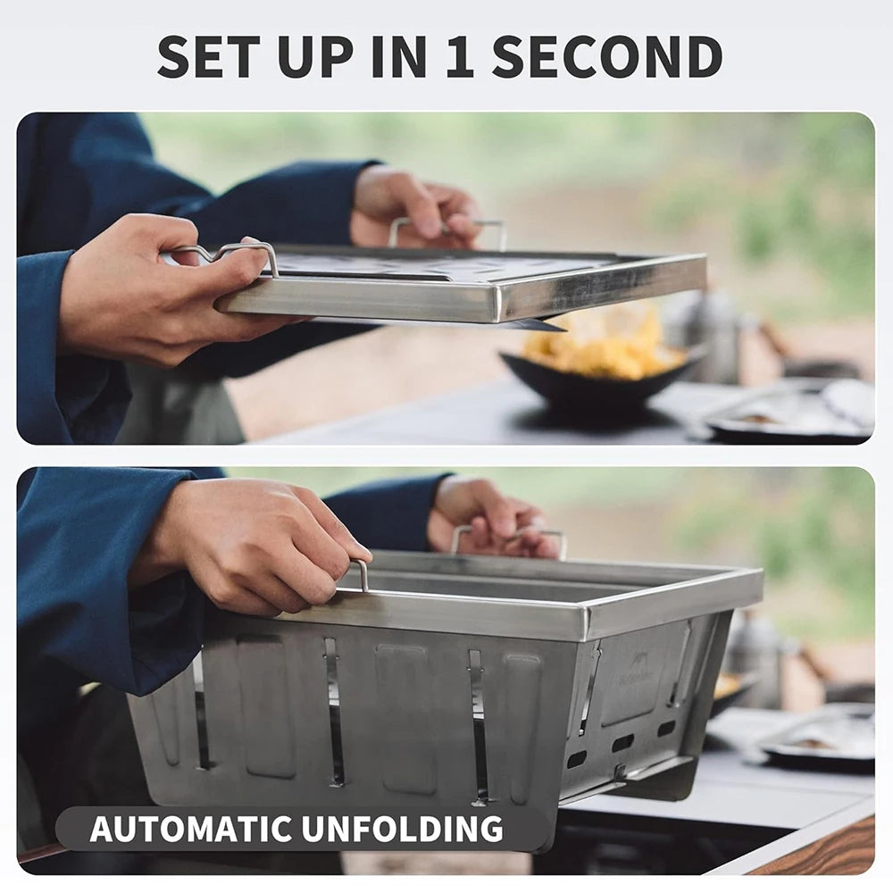 Naturehike Portable Folding Charcoal Barbecue Grill With Tongs