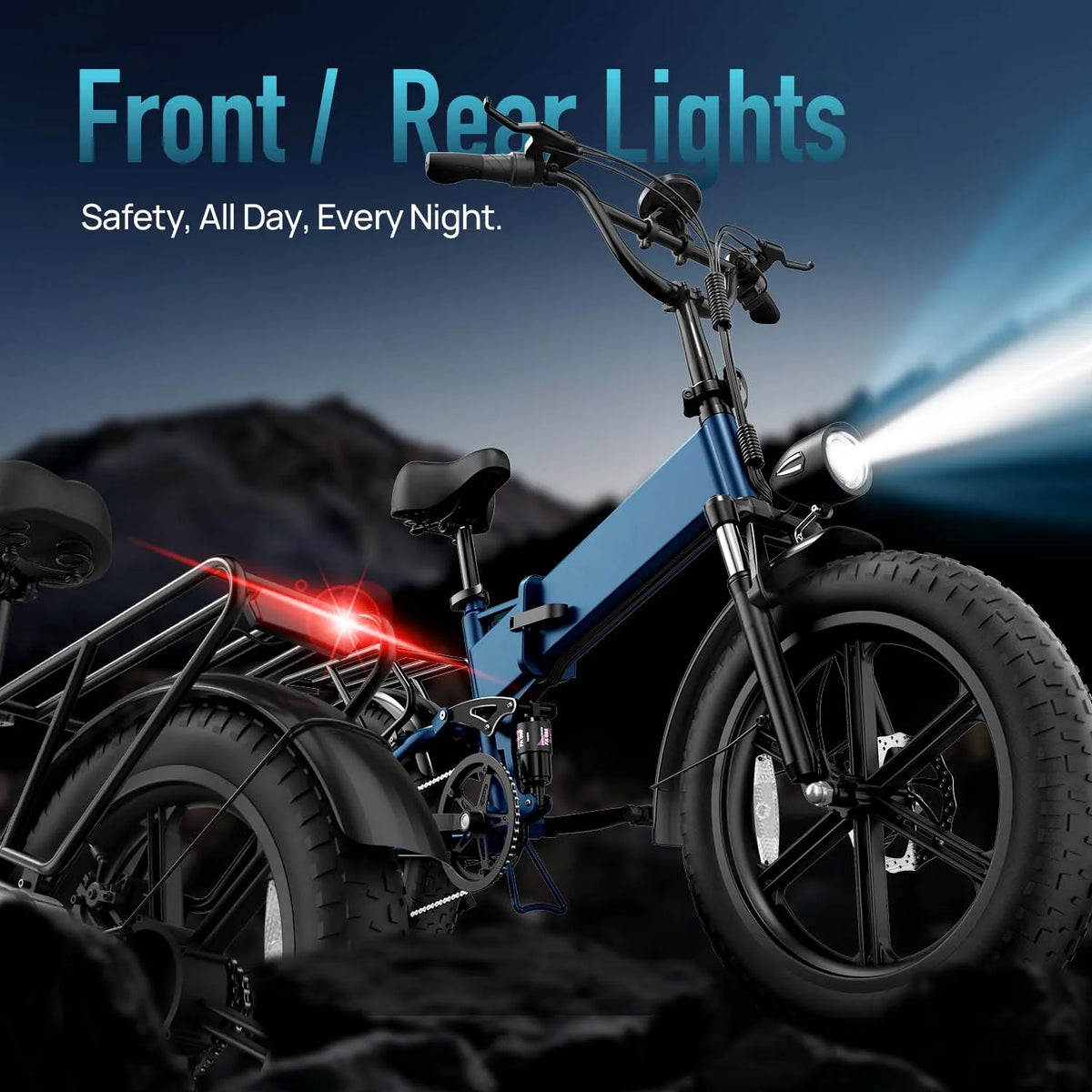 URLIFE T5 Foldable Electric Fat Tire Mountain Bike Removable Battery