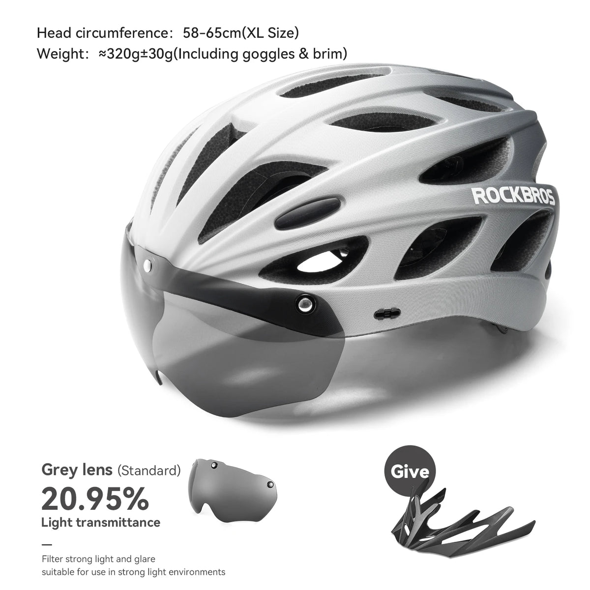 ROCKBROS Integrated Cycling Helmet With Goggles For MTB Road Bike