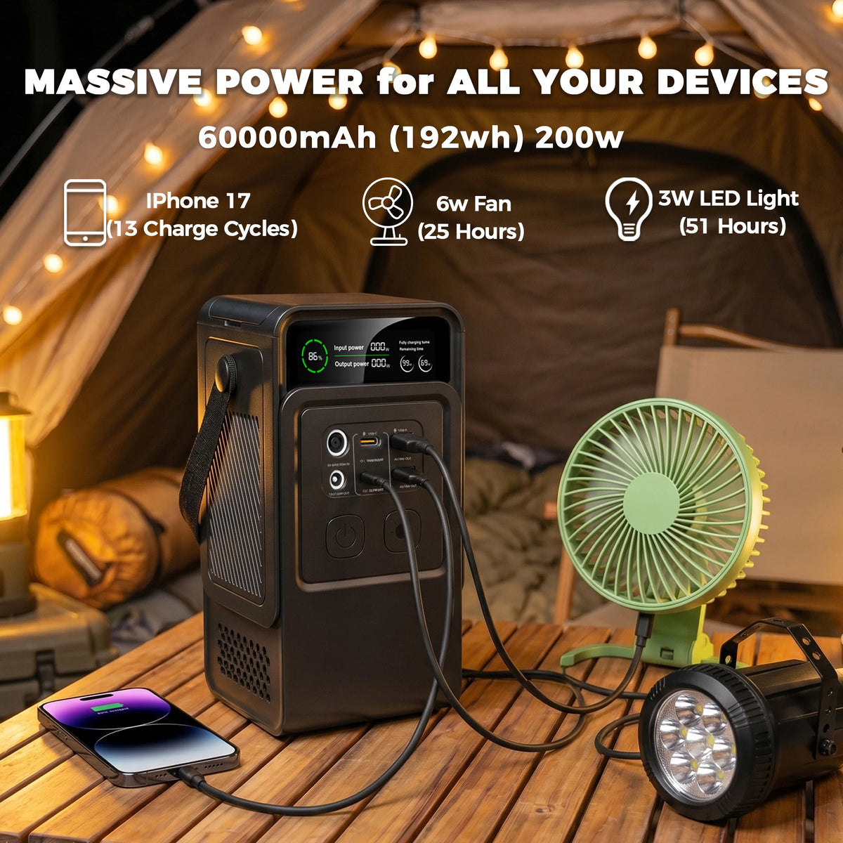 CtoliTY 200W Power Station 192Wh Lifepo4 Portable Power Bank