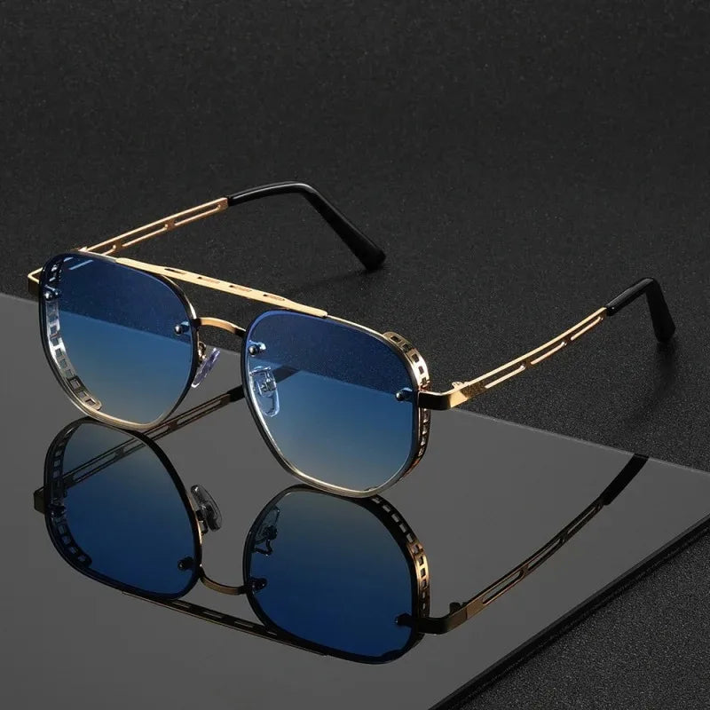 OPUYYM Double Beam Metal Sunglasses For Men And Women