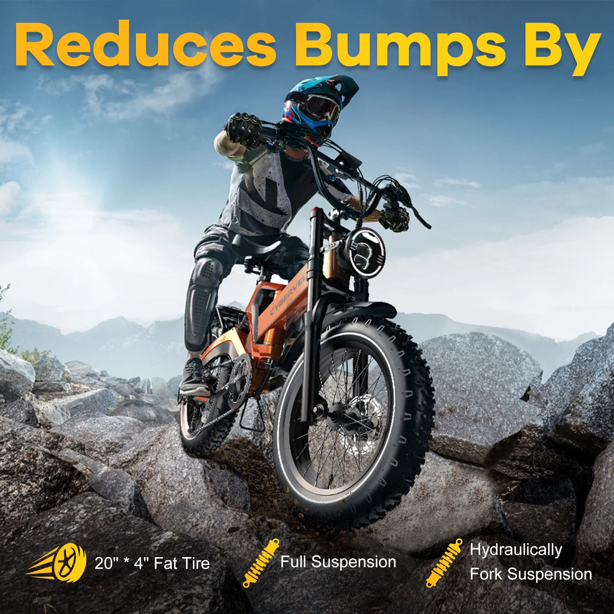 CBVELO EK6 Folding Fat Tire Electric Bike Off Road Bicycle