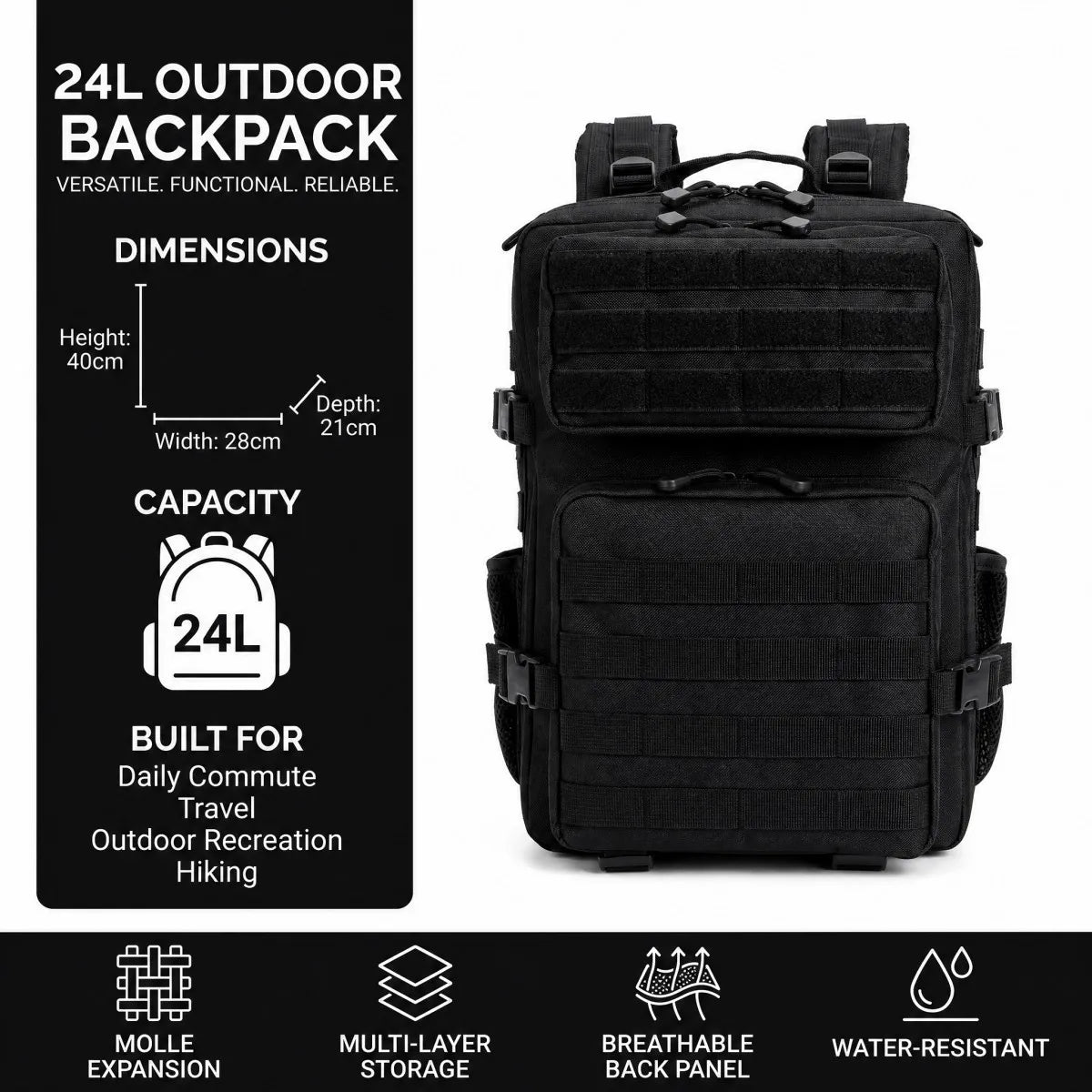 ReFire Gear Tactical Molle Backpack For Hiking And Camping