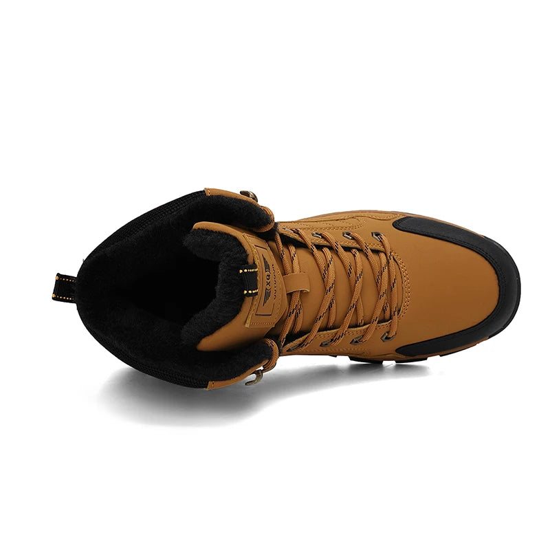 Men High Top Hiking Boots Lace Up Outdoor Trekking Shoes