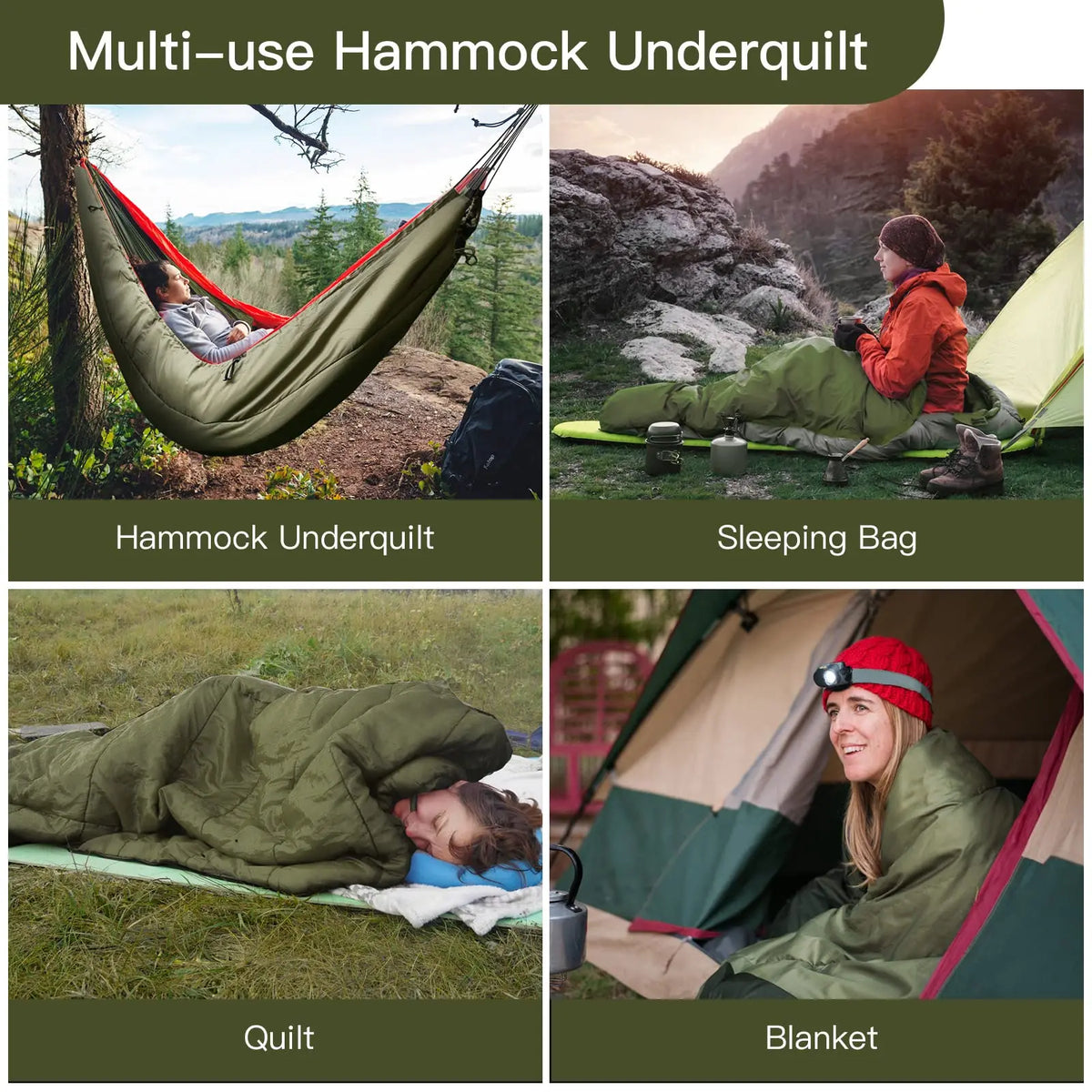 Premium Hammock Underquilt Insulated Sleeping Bag For Camping