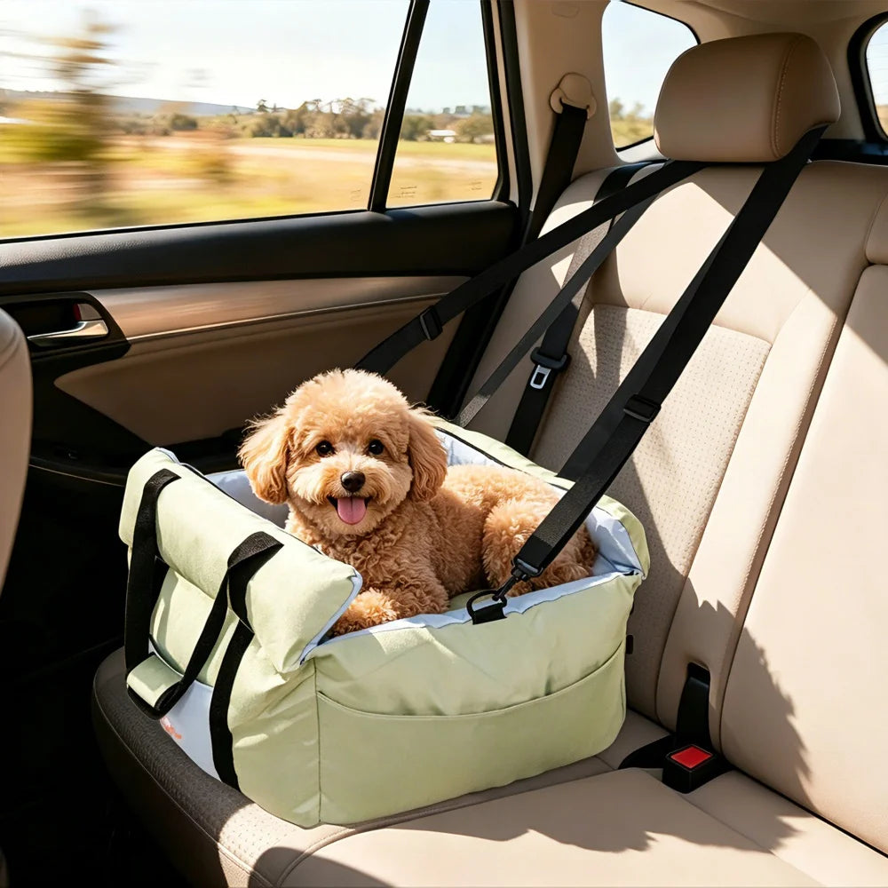 Borwart Portable Dog Car Booster Seat With Safety Belt Cover