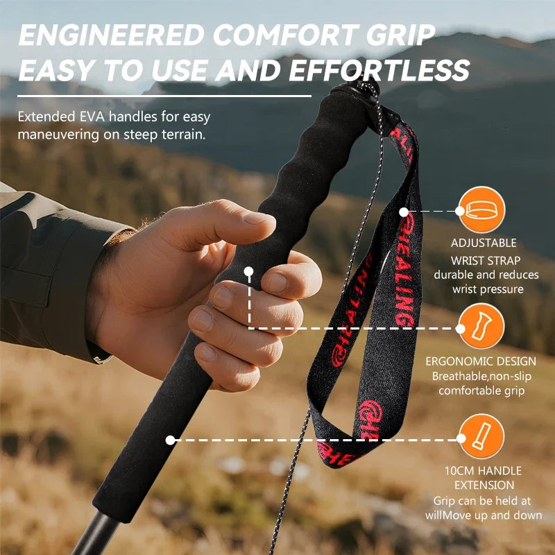 Okhealing Ultralight Carbon Fiber Antishock Trekking Poles