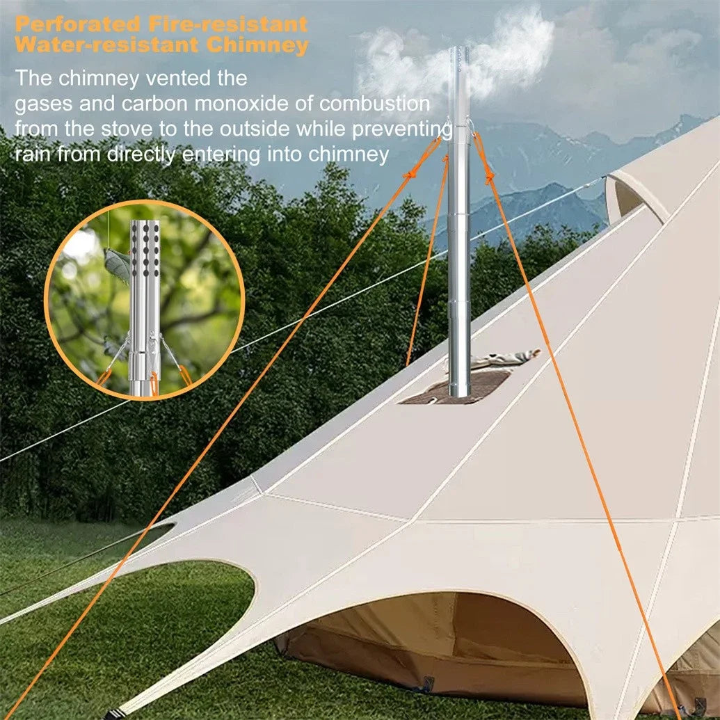 Portable Unho Wood Burning Tent Stove With Stainless Chimney Pipes