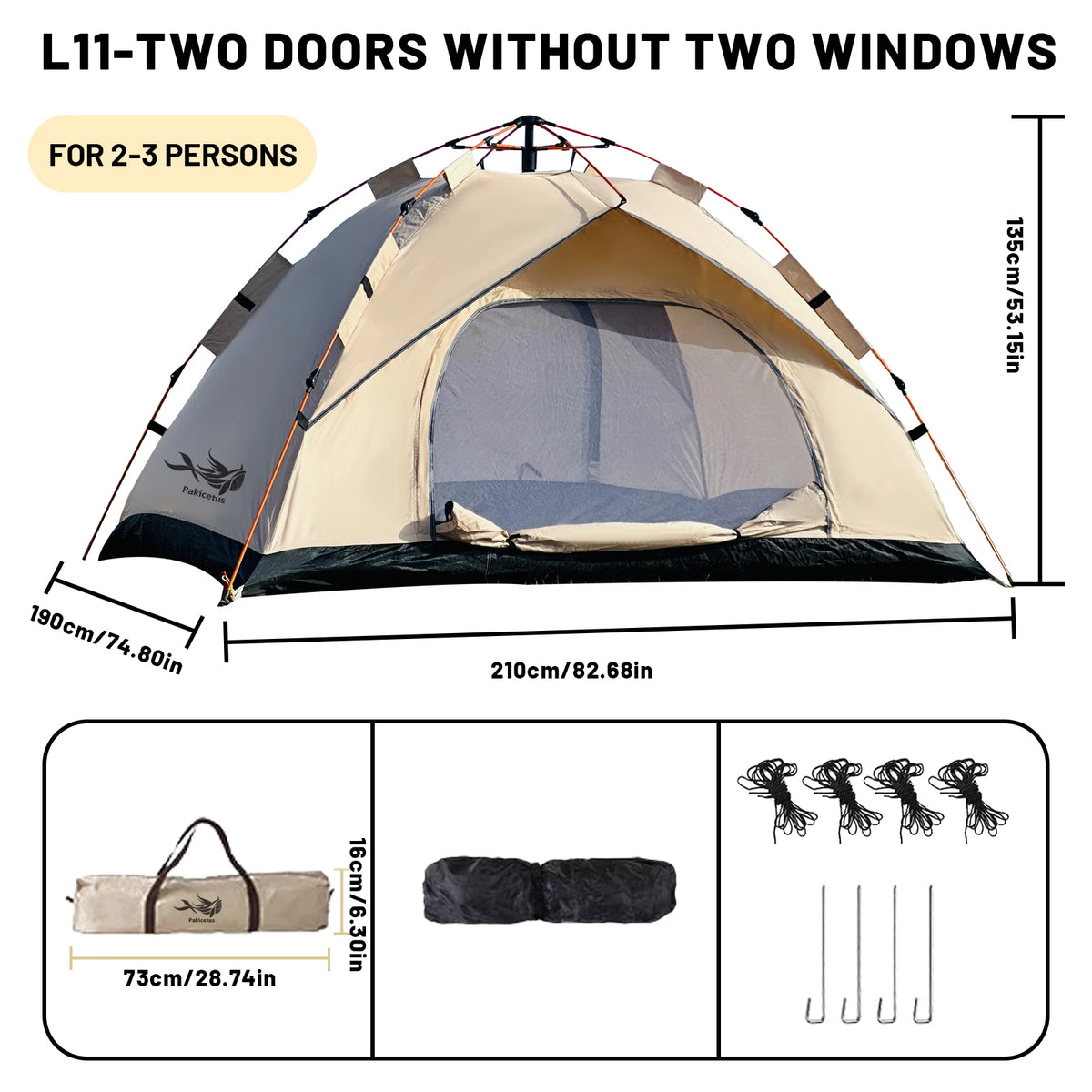 Pakicetus Automatic Pop Up Camping Tent Quick Setup Portable Shelter