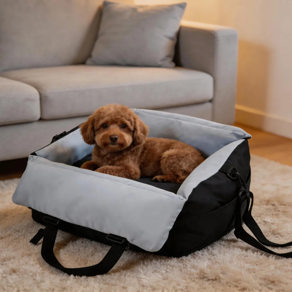 Borwart Portable Dog Car Booster Seat With Safety Belt Cover