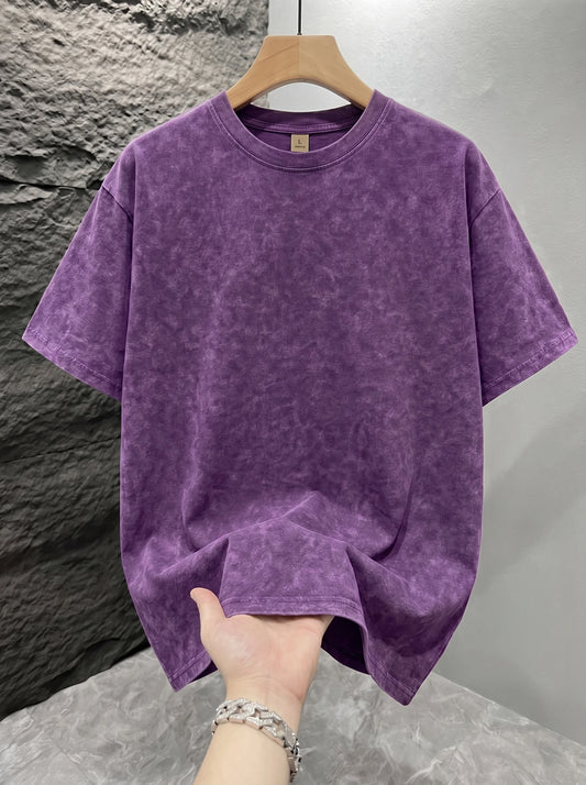 Vintage Acid Washed Men Polyester T-Shirt With Mineral Wash