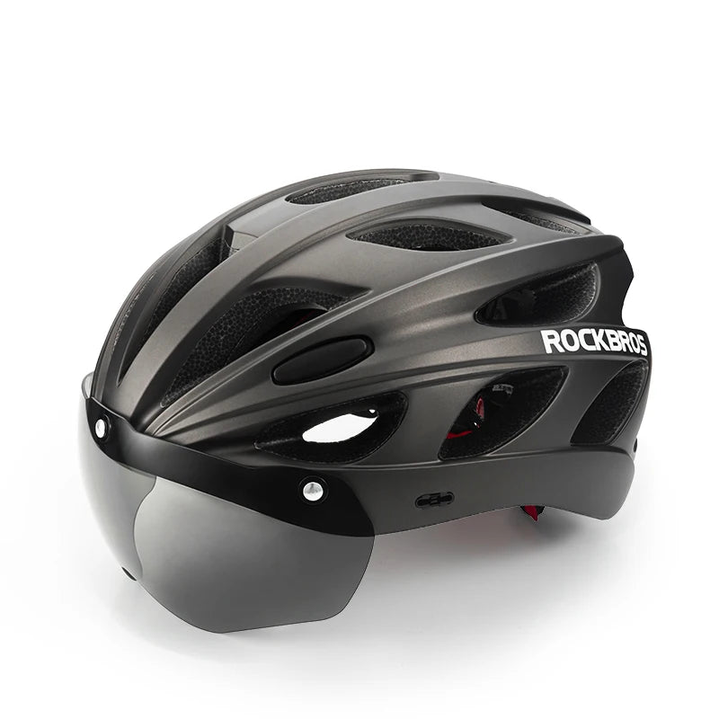 ROCKBROS Integrated Cycling Helmet With Goggles For MTB Road Bike