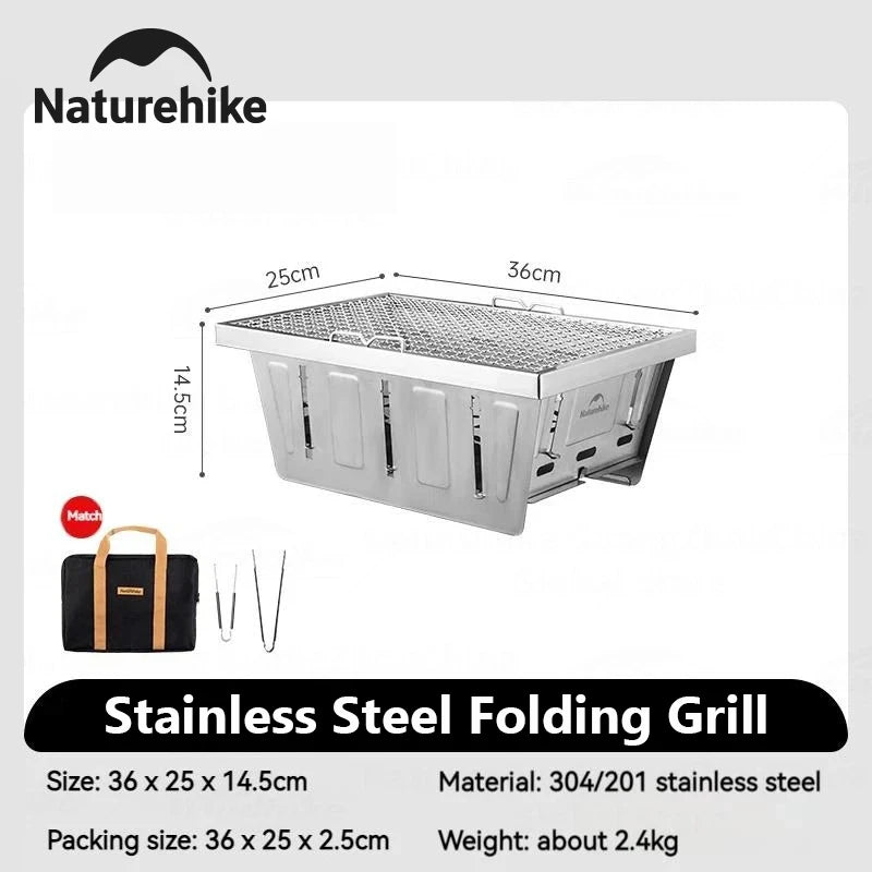 Naturehike Portable Folding Charcoal Barbecue Grill With Tongs