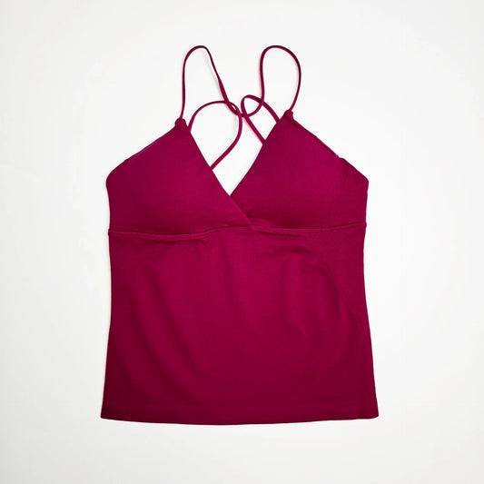 NCLAGEN Women Seamless Twist Front Longline Yoga Workout Tank Top