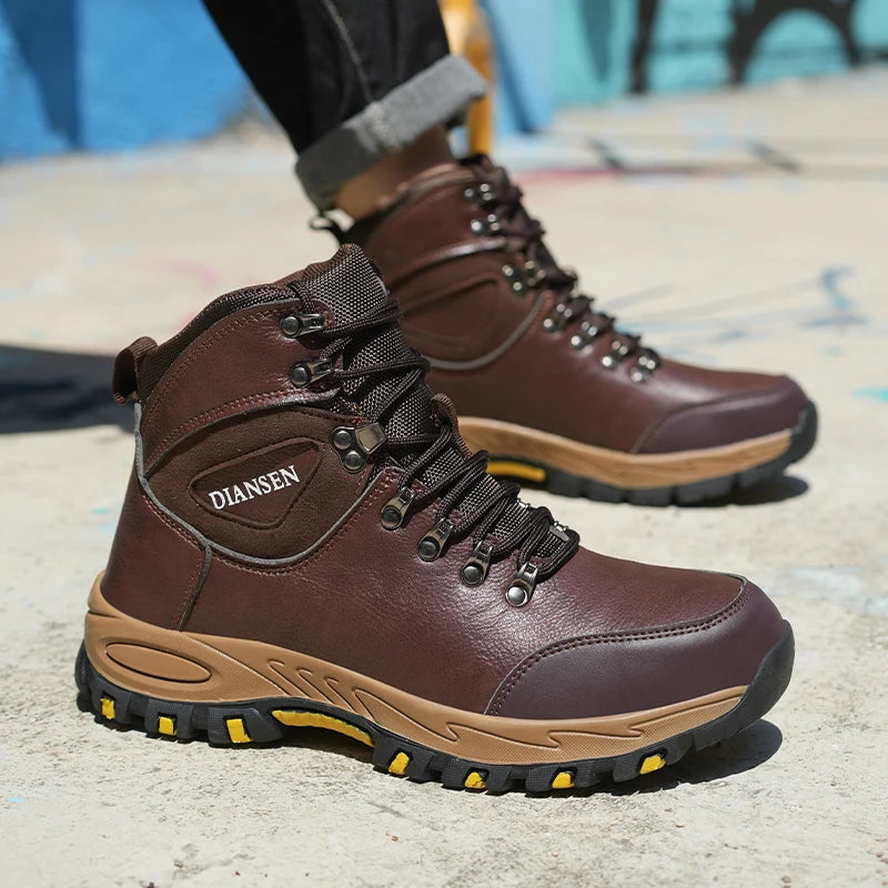 Veigar Waterproof Leather Men Safety Work Boots Anti Puncture